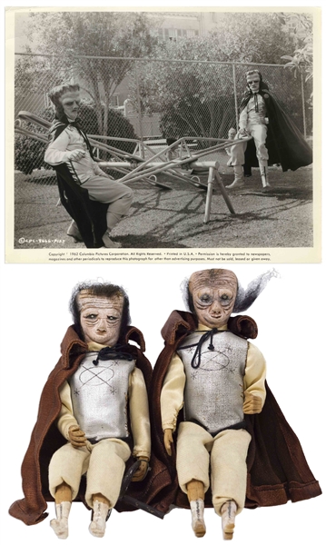 Screen-Used ''Ogg & Zogg'' Puppets From ''Three Stooges in Orbit'' -- Used for Long Shots in Climactic Sequence -- Puppets Measure 3'' x 8.5'' With Metal Stands on Underside -- With 10'' x 8'' Still